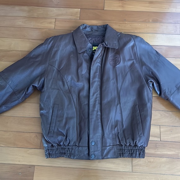 Jd brown Italian leather bommer jacket size large aviator goth - Picture 13 of 14
